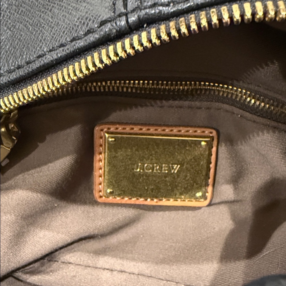 J. Crew Black Leather Bag with Gold Zipper - Picture 2 of 7